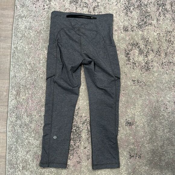 Lululemon Women’s Grey Speed Up Crop (21") Heathered Black Crop Leggings Sz 4 - Picture 6 of 8